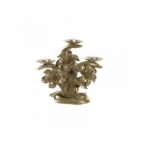 Candelabro DKD Home Decor 26 x 12 x 23 cm Fiore Dorato Resina