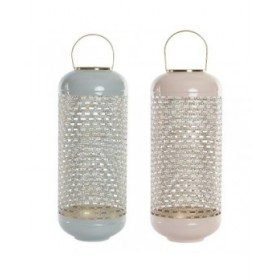 Portacandele DKD Home Decor Azzurro Rosa Alluminio 24 x 24 x 60 cm 24 x 24 x 71 cm (2 Unità) (2 Pezzi)
