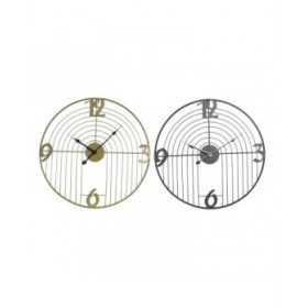 Orologio da Parete DKD Home Decor Nero Dorato Metallo Moderno 45 x 3 x 45 cm (2 Unità)