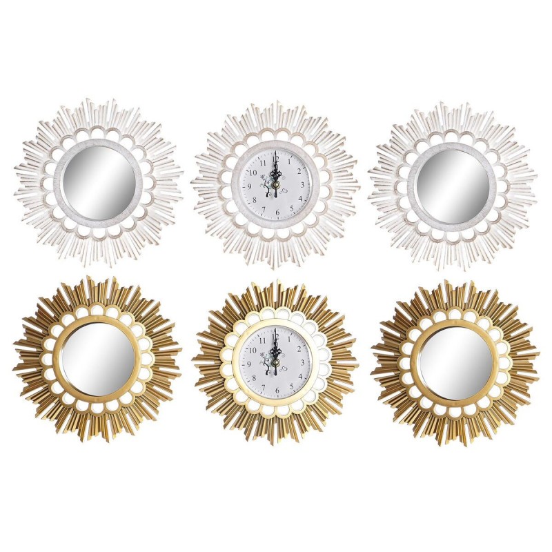 Orologio da Parete DKD Home Decor Specchio PP (25 x 2,5 x 25 cm) (2 Unità)