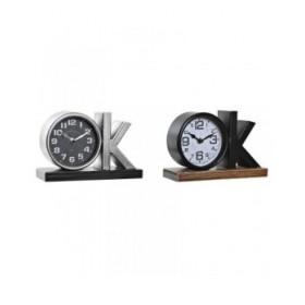 Orologio da Tavolo DKD Home Decor 23 x 8 x 15 cm Argentato Nero Ferro (2 Unità)