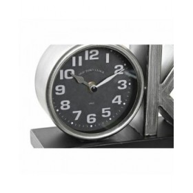 Orologio da Tavolo DKD Home Decor 23 x 8 x 15 cm Argentato Nero Ferro (2 Unità)