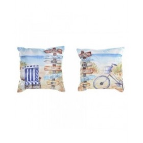 Cuscino DKD Home Decor Spiaggia Poliestere Alluminio Multicolore Mediterraneo (45 x 10 x 45 cm) (2 Unità)