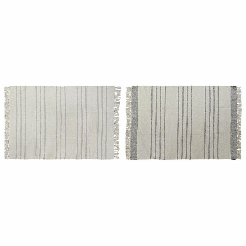 Tappeto DKD Home Decor 120 x 180 x 0,75 cm Grigio Poliestere Bianco Frange Boho (2 Unità)