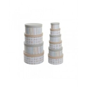 Set di Scatole per Sistemare Impilabili DKD Home Decor Multicolore Cartone 37,5 x 37,5 x 18 cm
