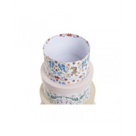 Set di Scatole per Sistemare Impilabili DKD Home Decor animali Rotondo Fiori Cartone (37,5 x 37,5 x 18 cm)