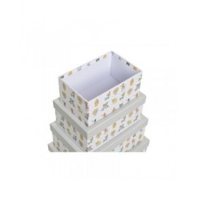 Set di Scatole per Sistemare Impilabili DKD Home Decor Grigio Animali Domestici Cartone (43,5 x 33,5 x 15,5 cm)
