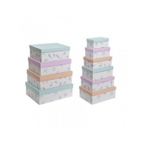 Set di Scatole per Sistemare Impilabili DKD Home Decor Marino Cartone (43,5 x 33,5 x 15,5 cm)