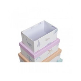 Set di Scatole per Sistemare Impilabili DKD Home Decor Marino Cartone (43,5 x 33,5 x 15,5 cm)