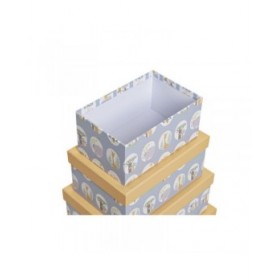 Set di Scatole per Sistemare Impilabili DKD Home Decor animali Azzurro Cartone (43,5 x 33,5 x 15,5 cm)