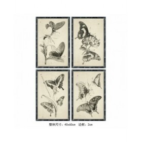 Quadro DKD Home Decor 40 x 2,8 x 60 cm 40 x 60 x 2.8 cm Farfalle Cottage (4 Pezzi)