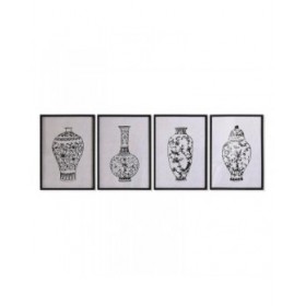 Quadro DKD Home Decor Abete Cristallo Vaso (50 x 70 x 2,5 cm) (4 Unità)