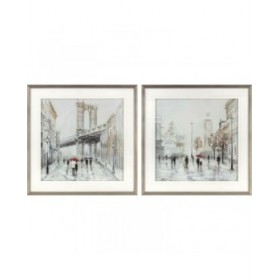 Quadro DKD Home Decor Città (63 x 3 x 63 cm) (60 x 3 x 60 cm) (2 Unità)