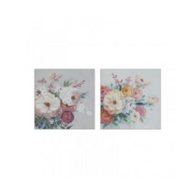 Quadro DKD Home Decor Fiori (80 x 2,8 x 80 cm) (2 Unità)