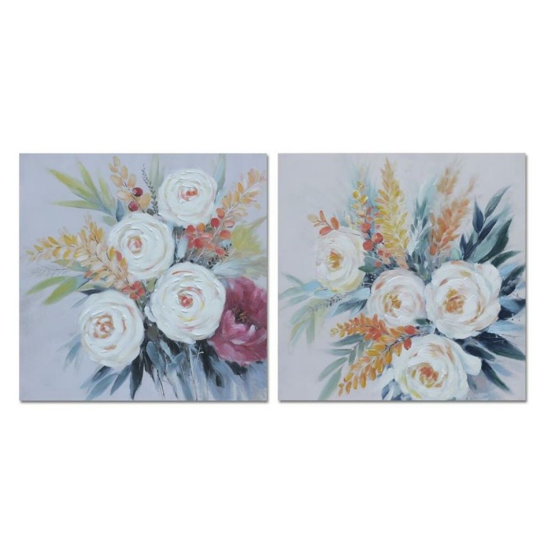 Quadro DKD Home Decor Fiori (80 x 2,8 x 80 cm) (2 Unità)
