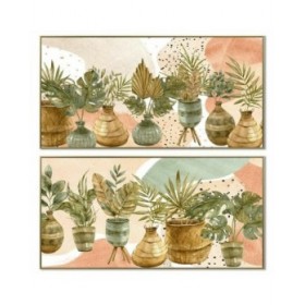 Quadro DKD Home Decor 103 x 3,5 x 53 cm Vaso Boho (2 Unità)