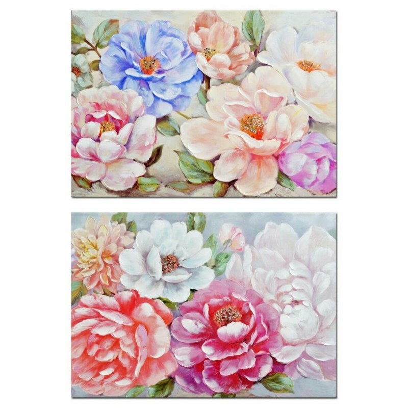 Quadro DKD Home Decor Fiori (2 Unità) (100 x 3 x 70 cm)