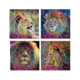 Quadro DKD Home Decor Leone Moderno (80 x 2,5 x 80 cm) (4 Unità)