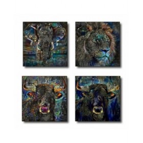 Quadro DKD Home Decor animali Moderno (60 x 2 x 60 cm) (4 Unità)
