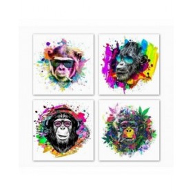 Quadro DKD Home Decor Scimmia Moderno (50 x 1,8 x 50 cm) (4 Unità)