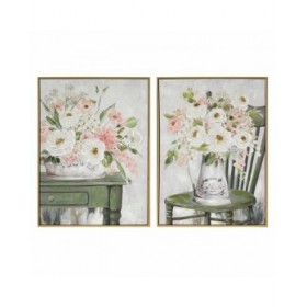 Quadro DKD Home Decor Shabby Chic Vaso 60 x 3,5 x 80 cm (2 Unità)