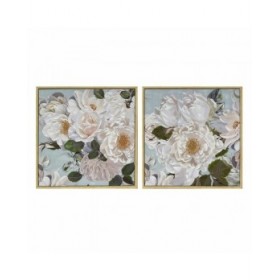 Quadro DKD Home Decor 80 x 4 x 80 cm Fiori Shabby Chic (2 Unità)