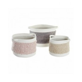 Set di Cestini DKD Home Decor Cotone Per bambini (34 x 34 x 27 cm) (3 Pezzi)