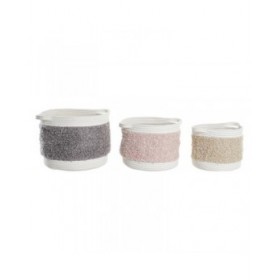 Set di Cestini DKD Home Decor Cotone Per bambini (34 x 34 x 27 cm) (3 Pezzi)