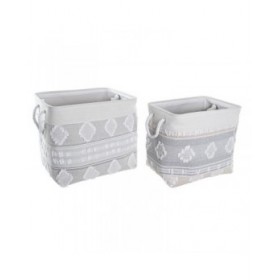 Set di Cestini DKD Home Decor Grigio Cotone (45 x 35 x 40 cm) (2 Pezzi)