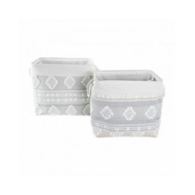 Set di Cestini DKD Home Decor Grigio Cotone (45 x 35 x 40 cm) (2 Pezzi)