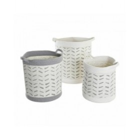 Set di Cestini DKD Home Decor Grigio Cotone (3 Pezzi) (35 x 35 x 40 cm)
