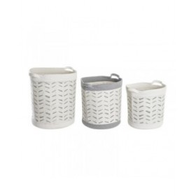 Set di Cestini DKD Home Decor Grigio Cotone (3 Pezzi) (35 x 35 x 40 cm)