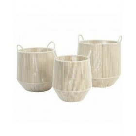 Set di Cestini DKD Home Decor Beige Metallo (3 Pezzi)