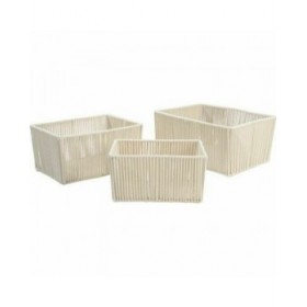 Set di Cestini DKD Home Decor Beige Metallo 40 x 30 x 20 cm 3 Pezzi