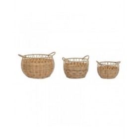 Set di Cestini DKD Home Decor Naturale Metallo Polietilene 38 x 38 x 34 cm 38 x 38 x 27 cm 3 Pezzi