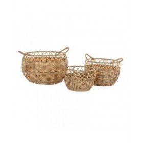 Set di Cestini DKD Home Decor Naturale Metallo Polietilene 38 x 38 x 34 cm 38 x 38 x 27 cm 3 Pezzi