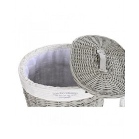Set di Cesti DKD Home Decor Bianco Grigio vimini 51 x 37 x 56 cm 52 x 38 x 57 cm (5 Pezzi)