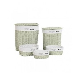 Set di Cesti DKD Home Decor Verde vimini 51 x 37 x 56 cm (5 Pezzi)