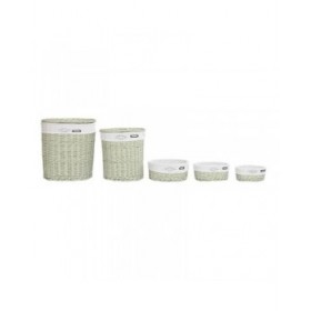 Set di Cesti DKD Home Decor Verde vimini 51 x 37 x 56 cm (5 Pezzi)