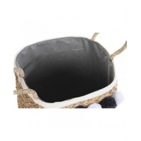 Set di Cestini DKD Home Decor Fibra naturale Pompon 40 x 40 x 35 cm 41 x 37 x 36 cm