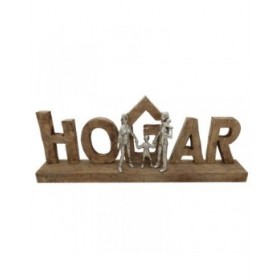 Statua Decorativa DKD Home Decor Marrone Alluminio Legno di mango (55 x 7,5 x 21 cm)