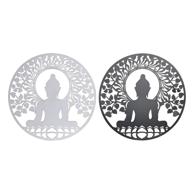 Decorazione da Parete DKD Home Decor Metallo Buddha (2 Unità) (60 x 1 x 60 cm)