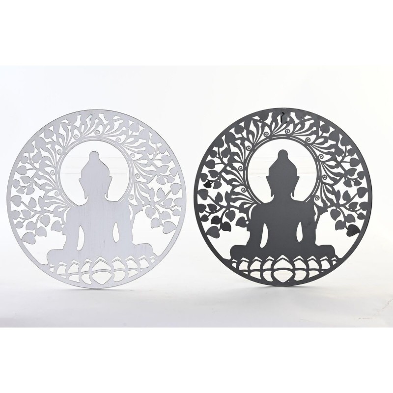 Decorazione da Parete DKD Home Decor Metallo Buddha Orientale (2 Unità) (40 x 1 x 40 cm)