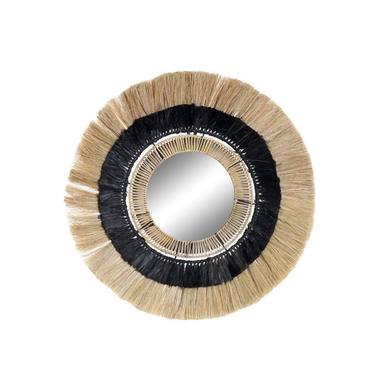 Specchio da parete DKD Home Decor Nero Naturale Coloniale 83 x 8 x 83 cm