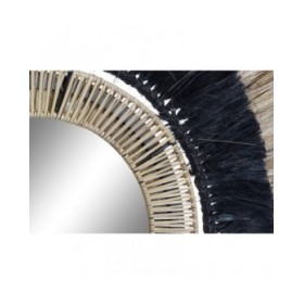 Specchio da parete DKD Home Decor Nero Naturale Coloniale 83 x 8 x 83 cm