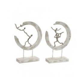 Statua Decorativa DKD Home Decor 32,5 x 10 x 47 cm Argentato Bianco Ballerina Classica Moderno Decapaggio (2 Unità)