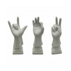 Statua Decorativa DKD Home Decor Bianco Mano 7 x 7 x 25 cm (3 Unità)