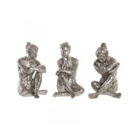 Statua Decorativa DKD Home Decor 17 x 15 x 26 cm Donna Argentato (3 Unità)