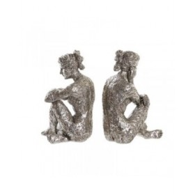 Statua Decorativa DKD Home Decor 17 x 15 x 26 cm Donna Argentato (3 Unità)