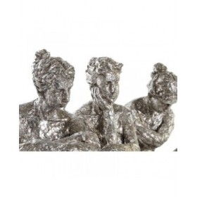 Statua Decorativa DKD Home Decor 17 x 15 x 26 cm Donna Argentato (3 Unità)
